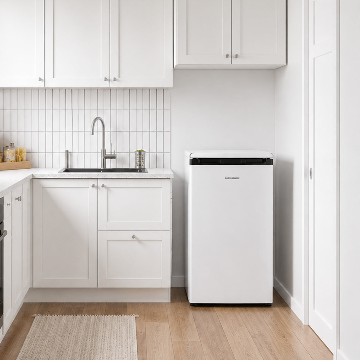 Tischkühlschrank Heinner HF-M131E – 131 L – mechanischer Thermostat – umkehrbare Tür – weiß – 5 Jahre Garantie – Bild 5