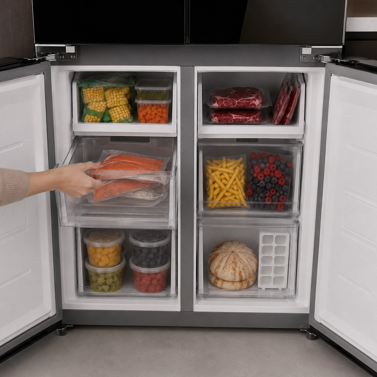 Heinner amerikanischer Side-by-Side Kühlschrank HSBS-M515MDINVHGBKE – 515 L – No Frost – Inverter – Schwarzes Glas – Bild 10
