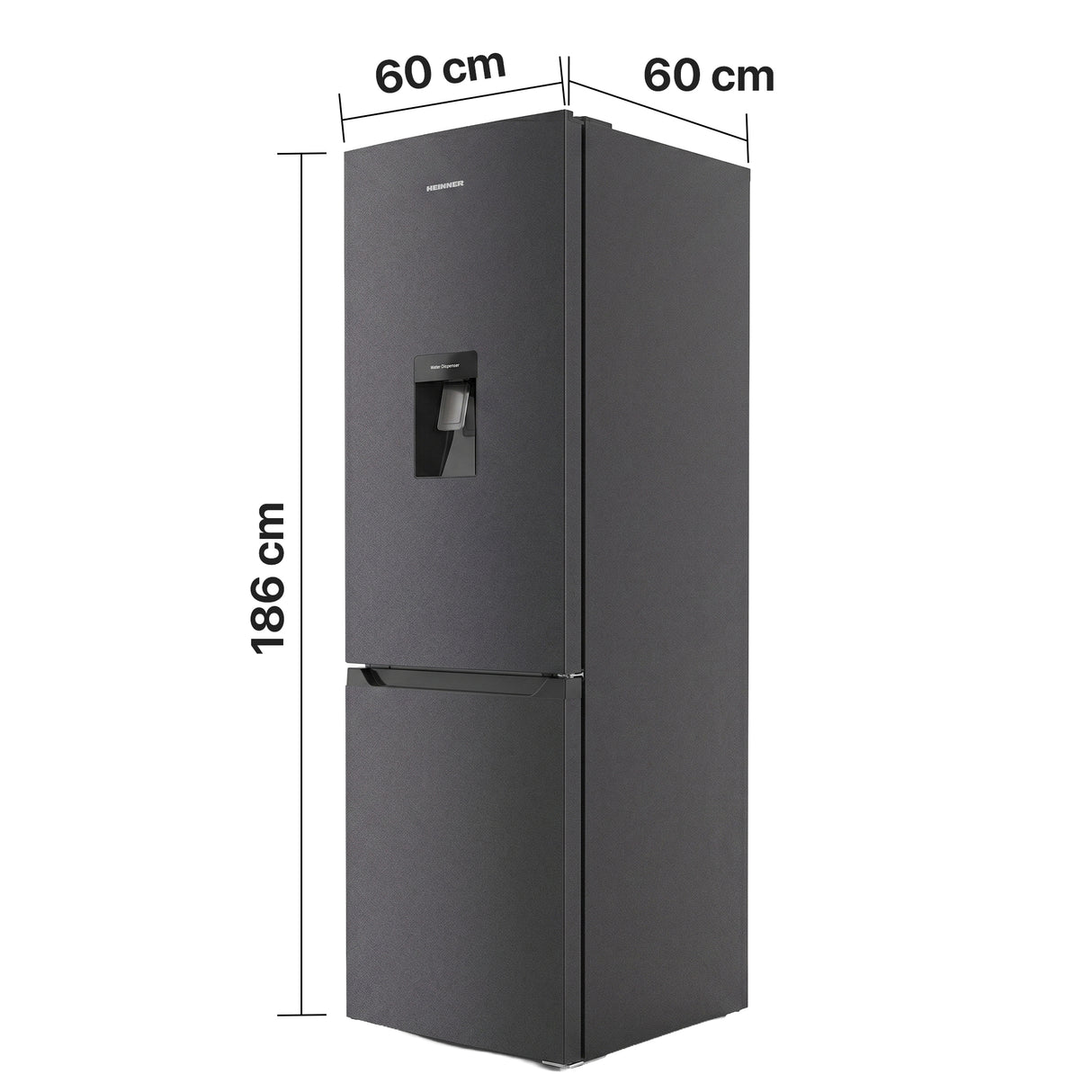 Heinner HCNF-HM291INVDGWDE++ Kühl-Gefrierkombination Anthrazit – 291 L – No Frost mit Wasserspender – Freistehend – Bild 3