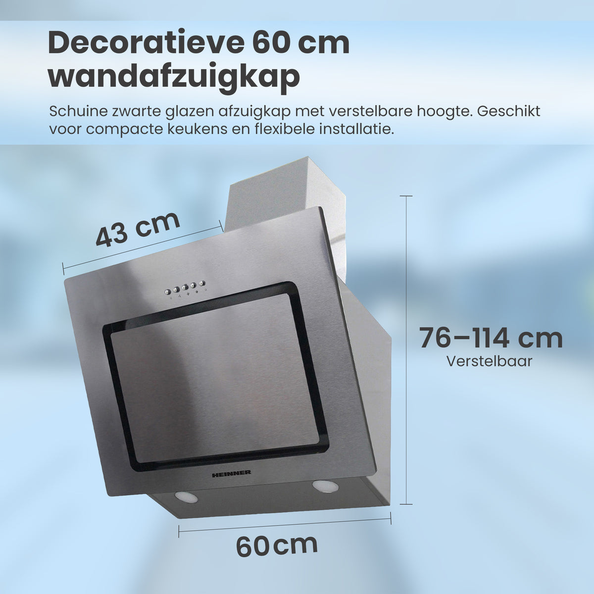 Dunstabzugshaube Heinner DCH-650RIX – schräge Ausführung – 60 cm – 3 Geschwindigkeiten – Bild 6