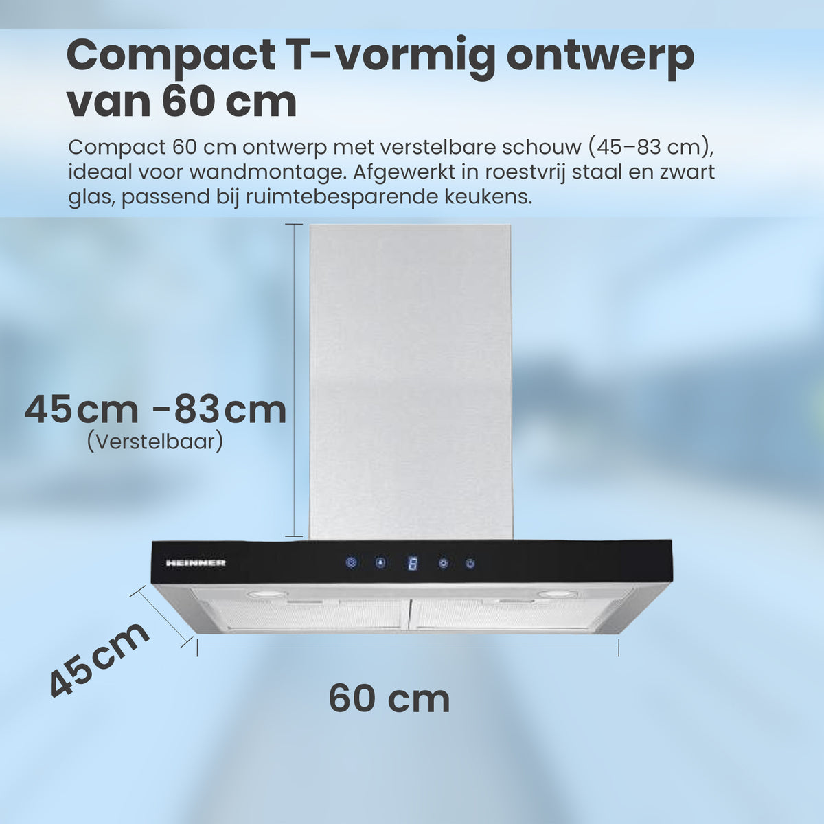 Heinner DCH-650TIX Wandesse Dunstabzugshaube 60 cm – 3 Geschwindigkeiten – Touch – Bild 5