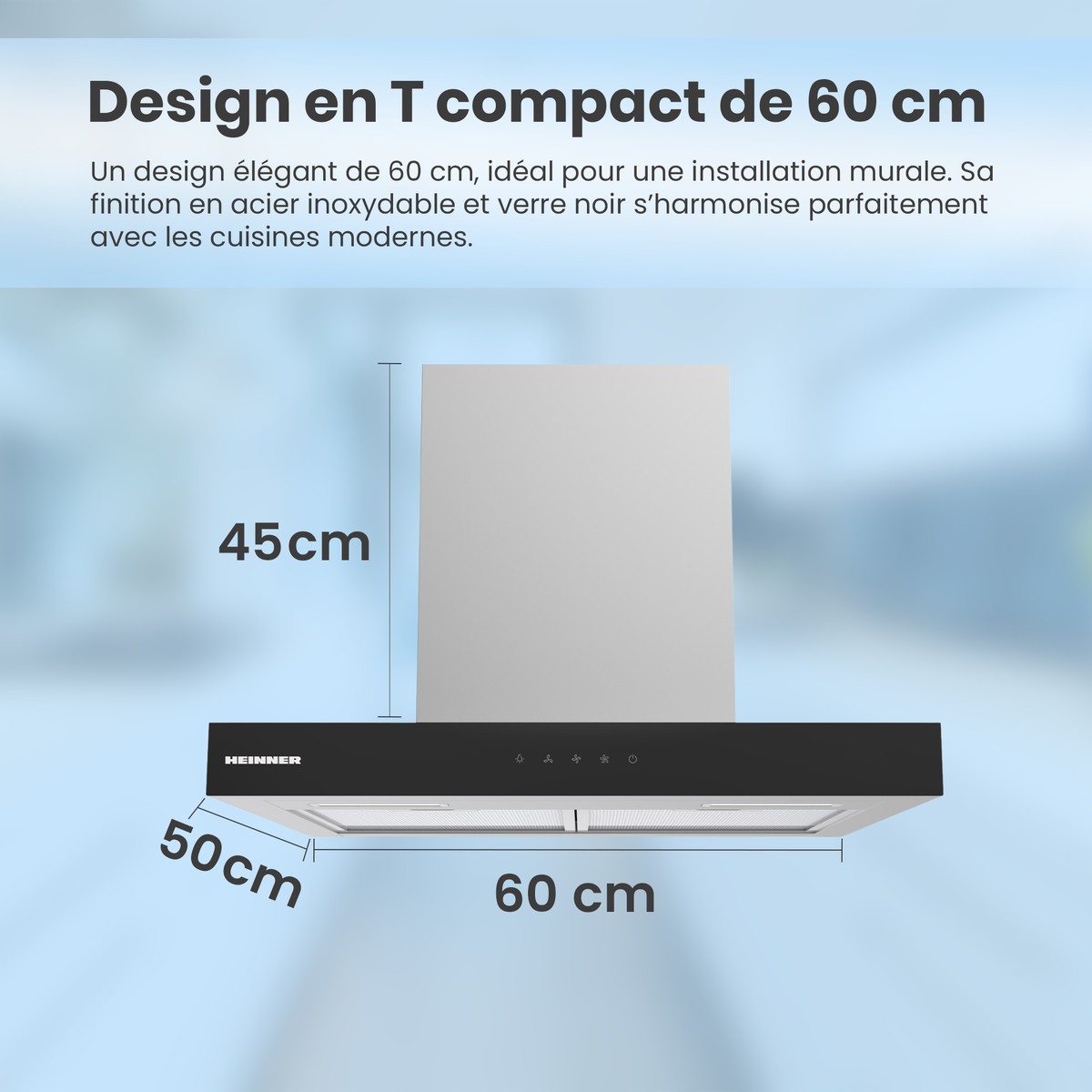 Heinner Dunstabzugshaube HDCH-MD60TIX – 60 cm – 4 Geschwindigkeiten – Touch-Bedienung – Bild 5
