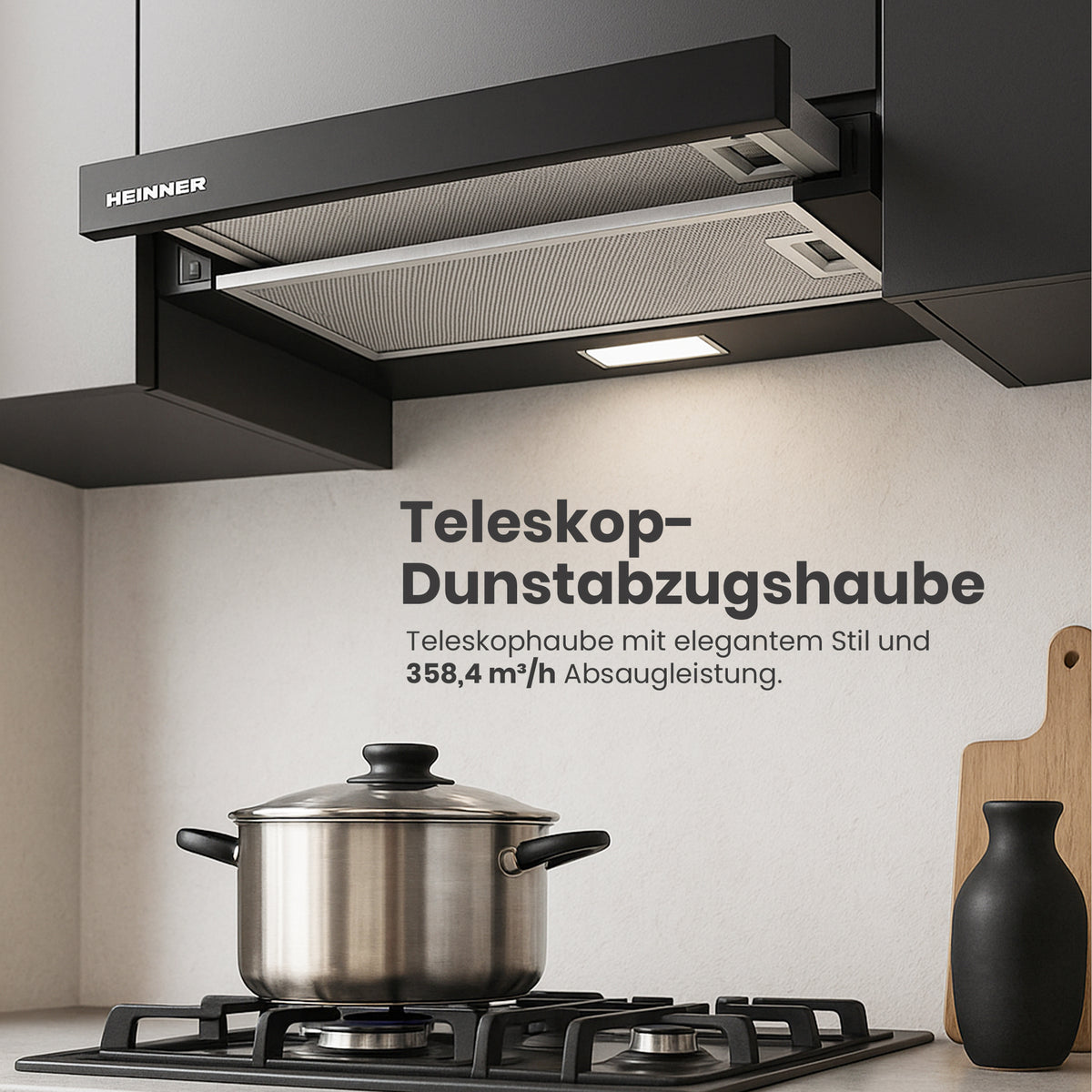 Heinner HTCH-F400BK Dunstabzugshaube – Energieeffizienzklasse B – Schwarz – Bild 4