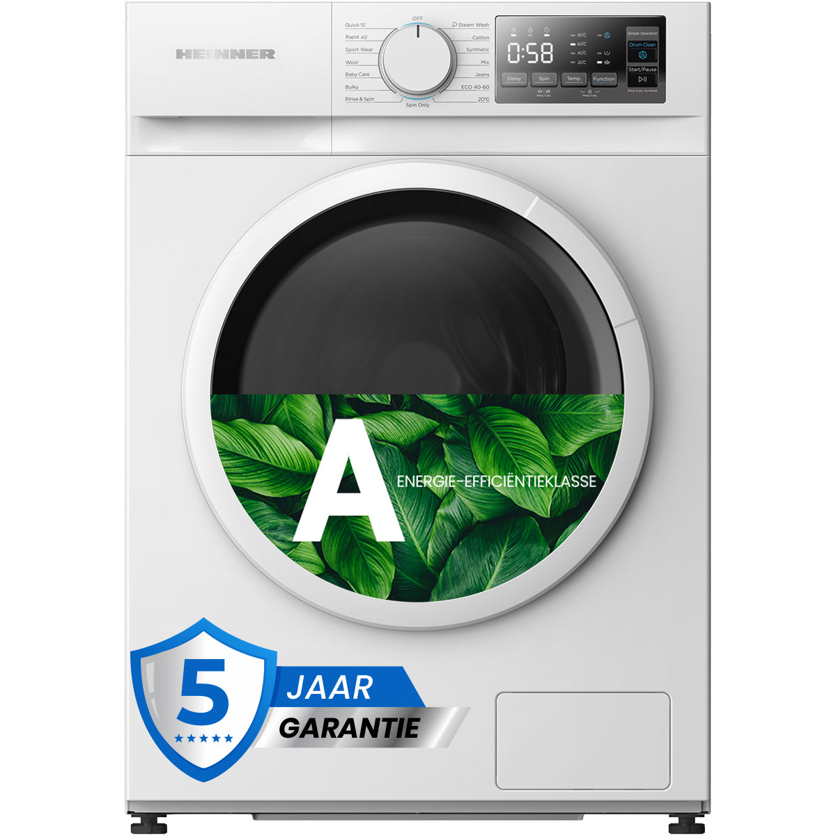 Waschmaschine Heinner HWM-M914IVNA – 9 kg – 1400 U/Min – 15 Waschprogramme – Energieeffizienzklasse A – Bild 3