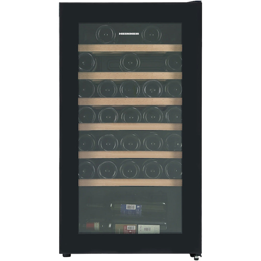 Heinner Weinkühlschrank HRV-A85DRL34 – 85 Liter – 34 Flaschen – Holzablagen – Produktfoto