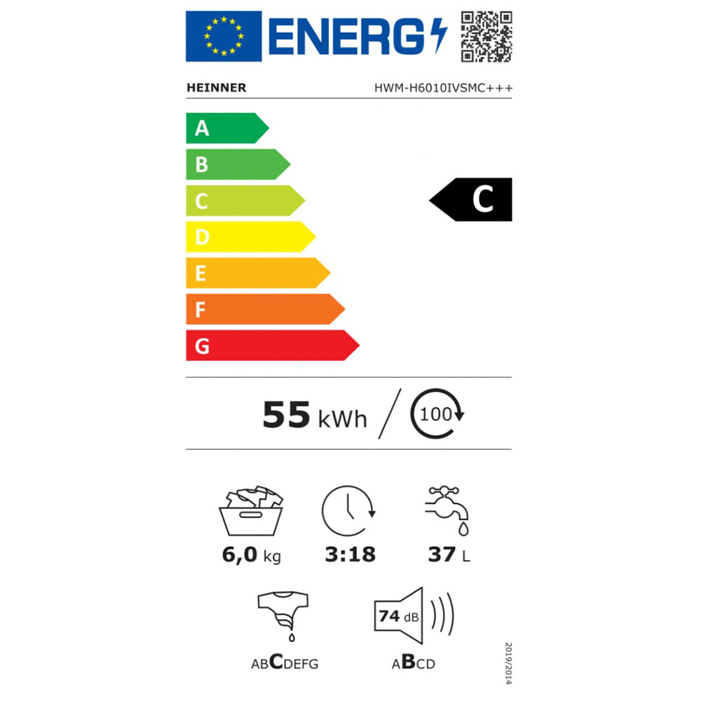 Heinner HWM-H6010IVSMC+++ Slimline-Waschmaschine 6 kg – 1000 U/min – Energielabel