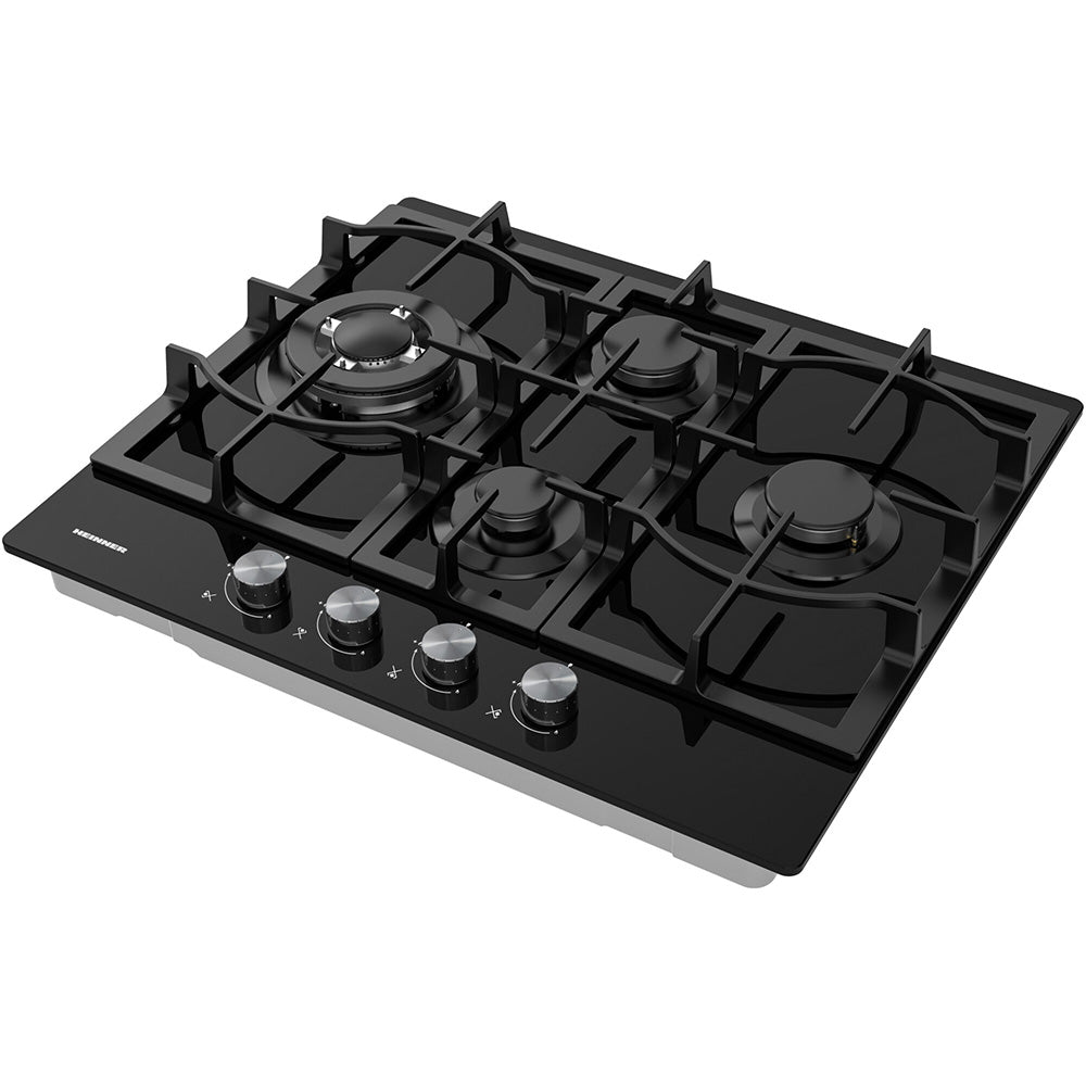 Heinner HBH-M452IWFGBK Einbau-Gaskochfeld – 4 Brenner – Wokbrenner – Gusseisenroste – Schwarz – Bild 2