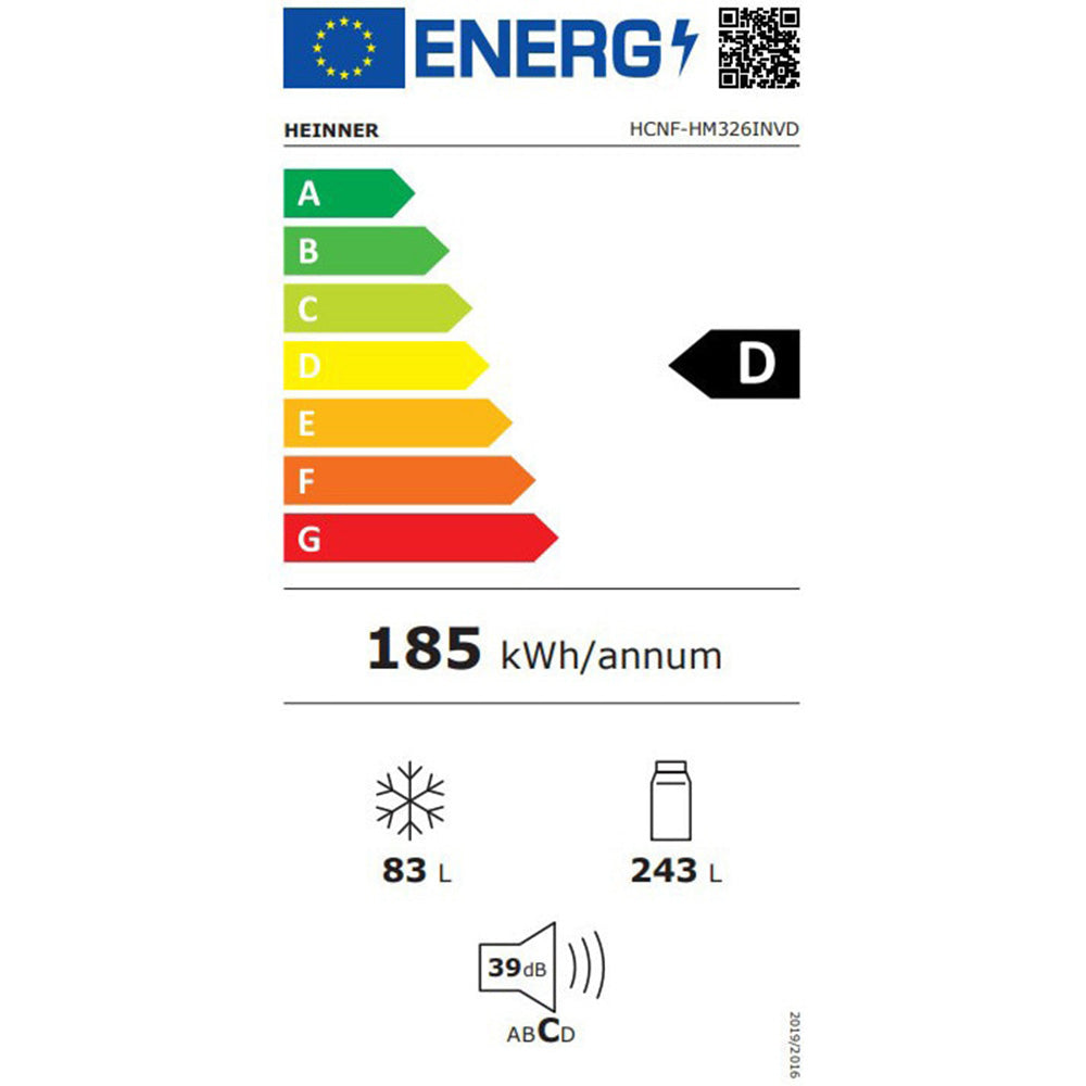 Heinner HCNF-HM326INVD Kühl-Gefrierkombination – 326 Liter – No Frost – Energielabel