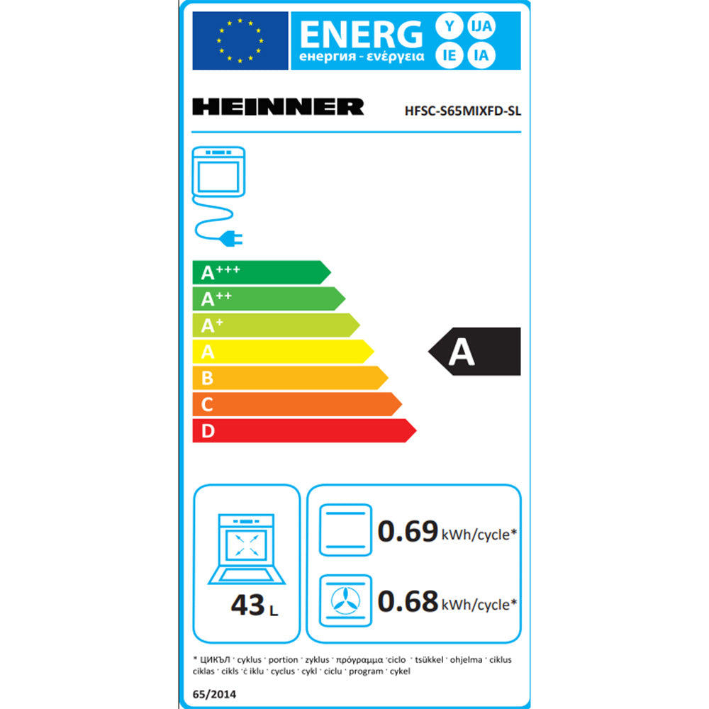 Heinner Gasherd HFSC-S65MIXFD-SL – 4 Brenner – Elektro-Ofen mit Grill – Energielabel