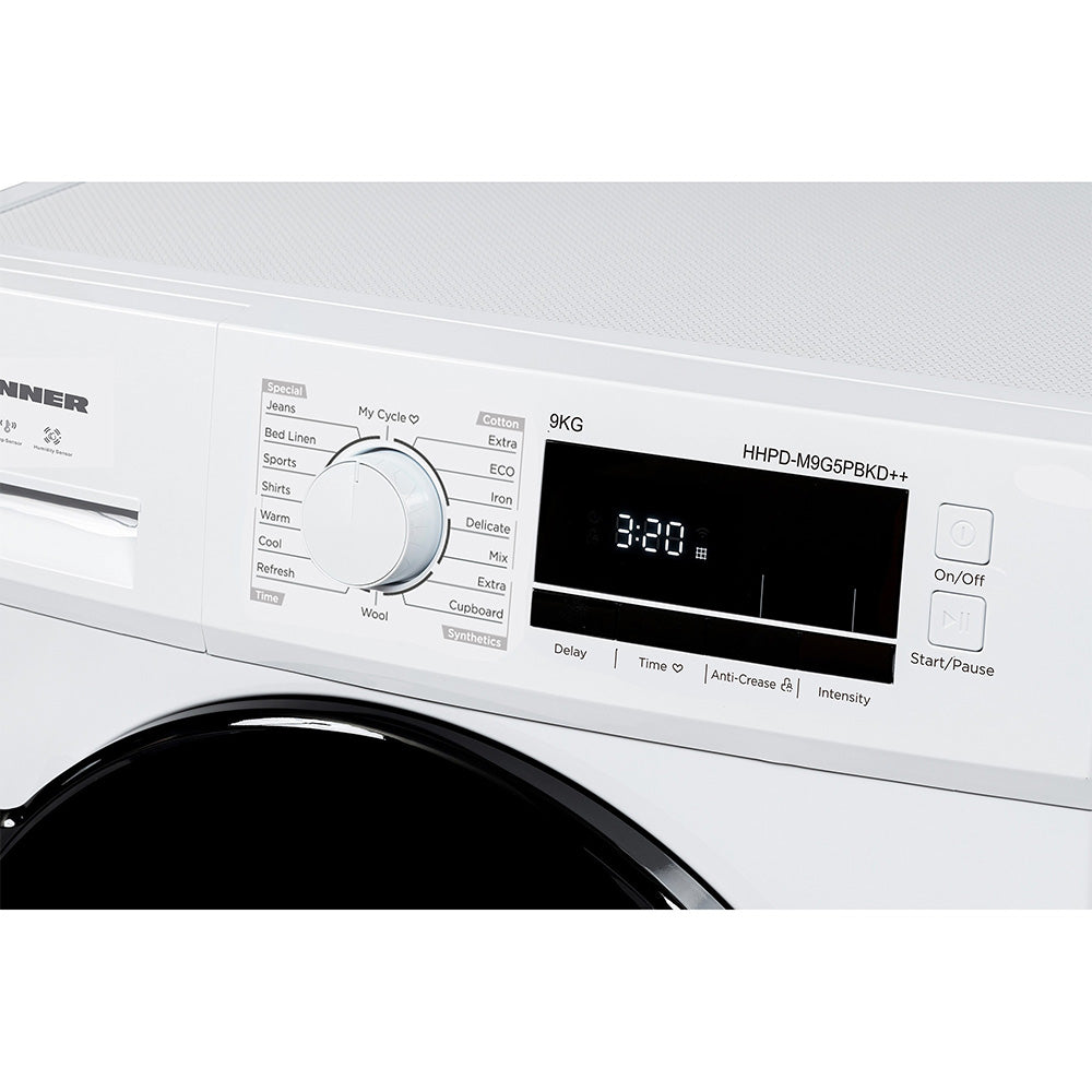 Heinner Wärmepumpentrockner HHPD-M9G5PBKD – 9 kg – Energieeffizienzklasse D – Bedienfeld