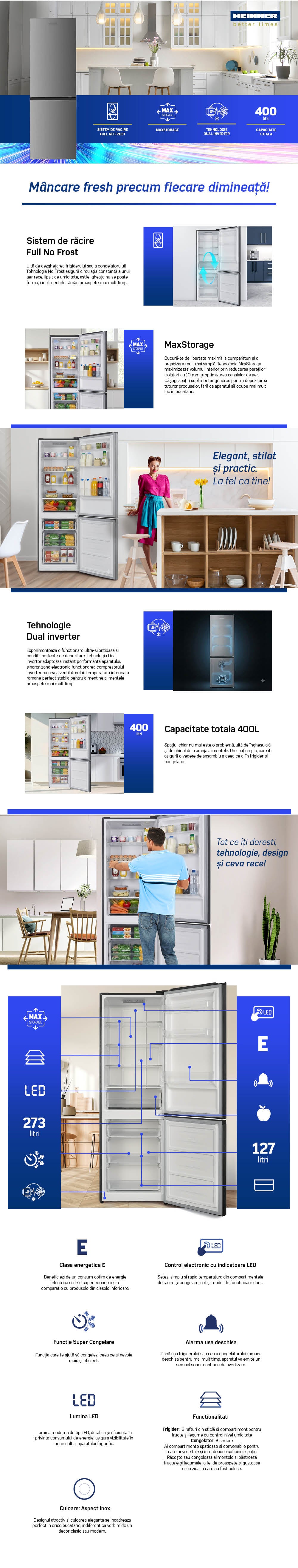 Heinner HCNF-HM400INVXE Kühl-Gefrierkombination – 400 Liter – No Frost – Inverter – Energieklasse E – Bild 6