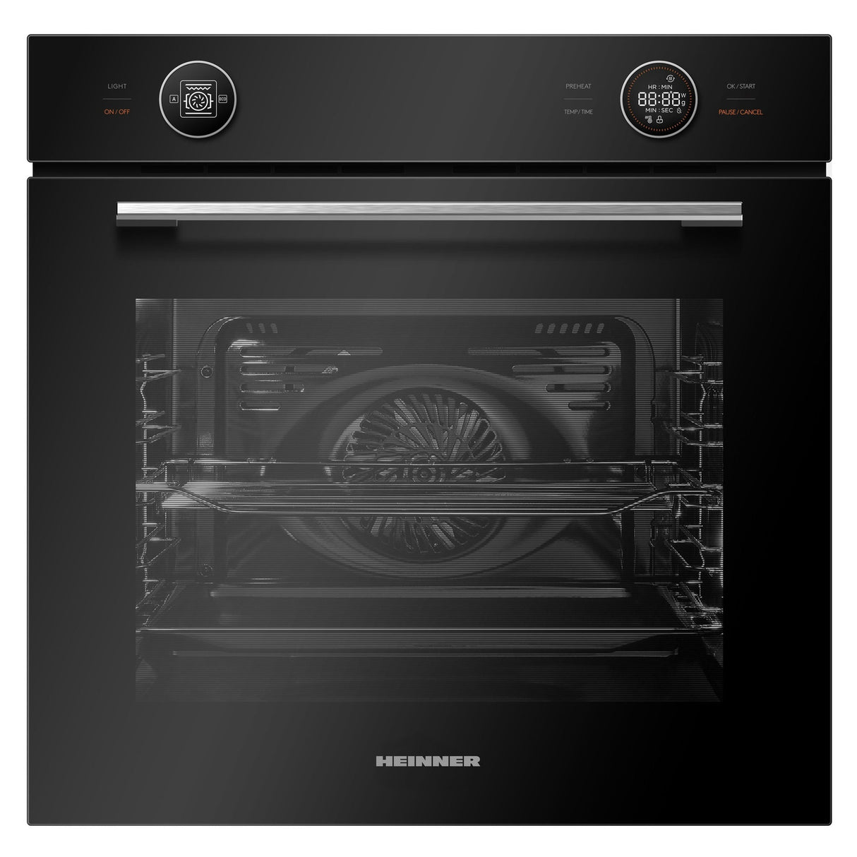 Heinner HBO-M7210GCDRC-GBK Einbaubackofen 72L Grill Konventionell Schwarzes Glas – Produktfoto