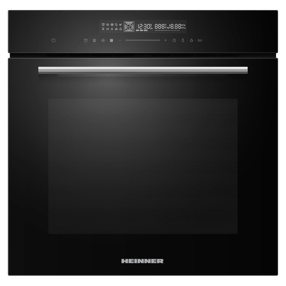 Heinner Einbauofen HBO-M7214GCDRC-GBK – 72 Liter – Heißluft, Grill & Airfry – schwarz – Produktfoto