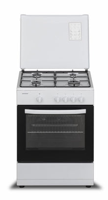 Heinner-Gasherd HFSC-SME60WH – 60 cm – 4 Kochstellen – Gasbackofen mit Grill – weiß