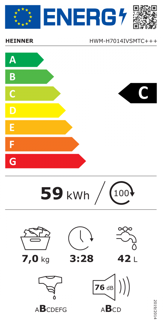 Heinner HWM-H7014IVSMTC Waschmaschine – 7 kg – 1400 U/min – Energieeffizienzklasse C – Bild 5