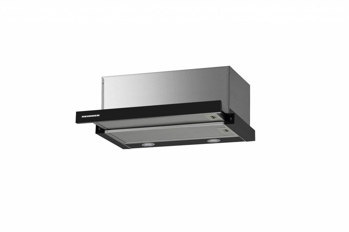 Heinner HTCH-F660GBK Dunstabzugshaube – Energieeffizienzklasse A – schwarzes Glas – Produktfoto