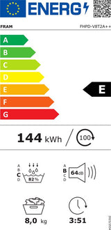 Fram Wärmepumpentrockner FHPD-V8T2A – 8 kg – 15 Programme – LED Display – weiß – E – Bild 2