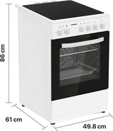 Heinner HFSC-S56E4VWH Keramikkochfeldherd – 50 cm – 4 Kochzonen – Elektrobackofen mit Grill und Umluft – Maßzeichnung