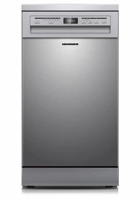 Heinner HDW-FSM45609DXE freistehender Geschirrspüler – 9 Maßgedecke – AquaStop – Energieklasse E – Edelstahl – Produktfoto
