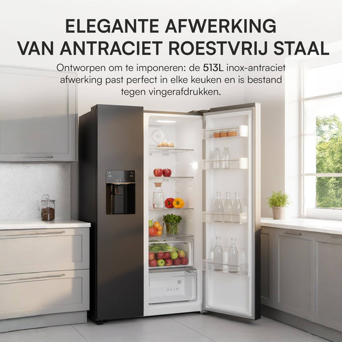 Heinner Amerikanischer Kühlschrank HSBS-HM513NFIMDXE – 513L – Wasserspender – Energieeffizienzklasse E – Bild 6
