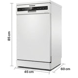 Freistehender Geschirrspüler Heinner HDW-FSM45710AWD – 10 Maßgedecke – AquaStop – Energieeffizienzklasse D – Maßzeichnung