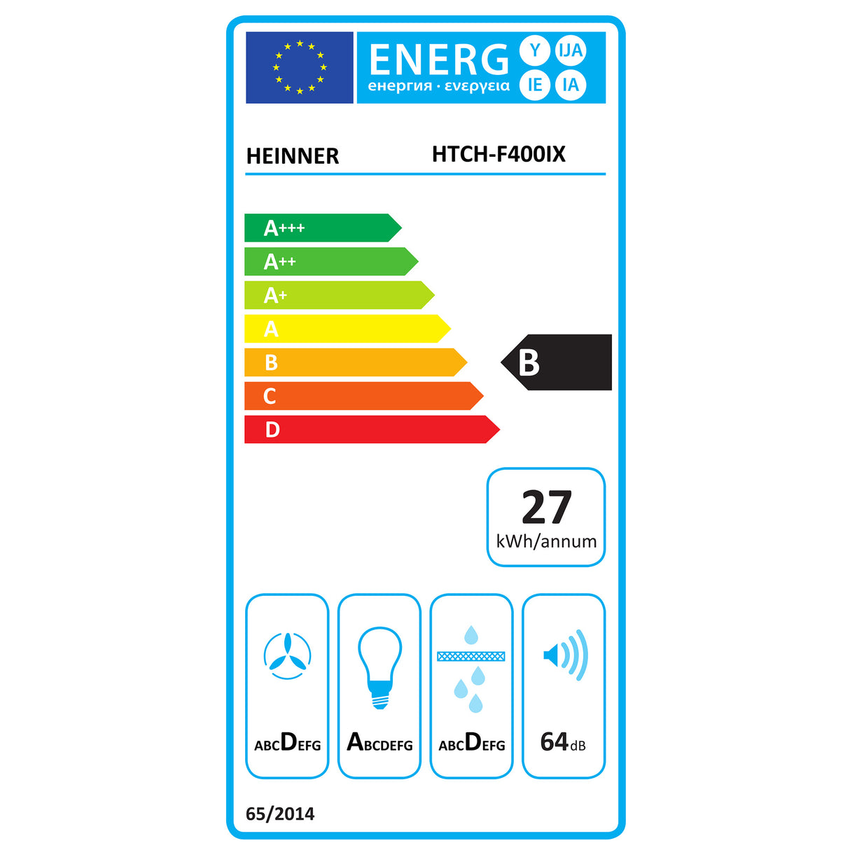 Heinner HTCH-F400IX Dunstabzugshaube – Energieeffizienzklasse B – Inox – Bild 2