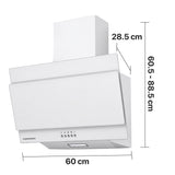 Heinner DCH-350RGWH Dunstabzugshaube, schräges Design – 60 cm – 3 Geschwindigkeiten – Drucktastensteuerung – Bild 3