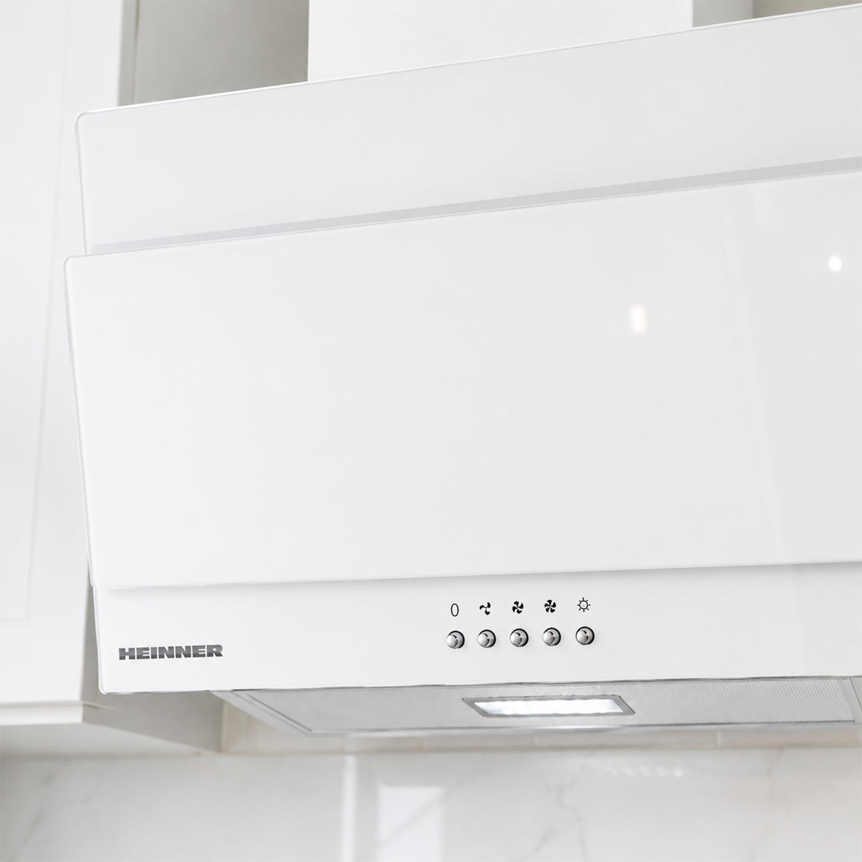 Heinner DCH-350RGWH Dunstabzugshaube, schräges Design – 60 cm – 3 Geschwindigkeiten – Drucktastensteuerung – Bild 7