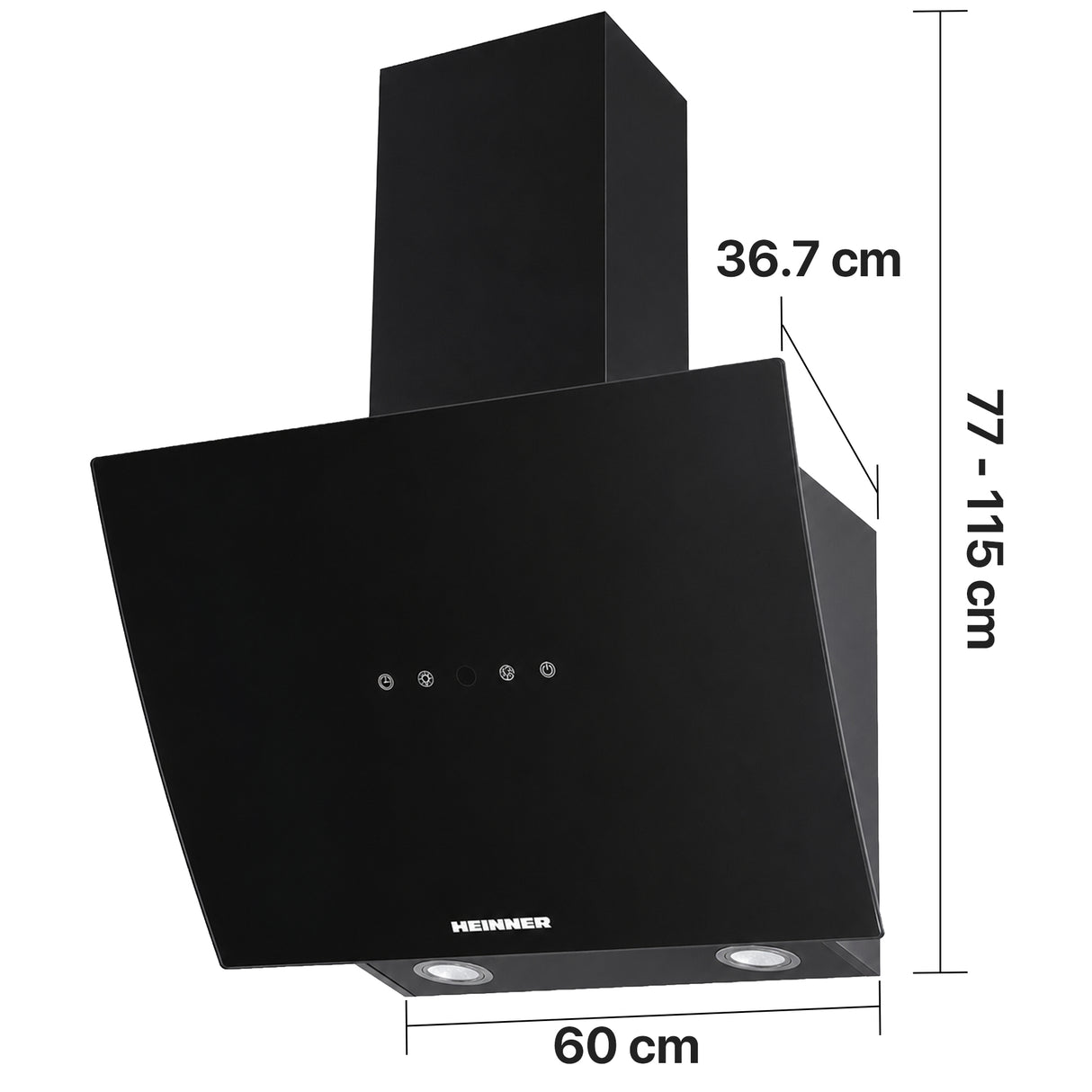 Heinner Dunstabzugshaube HDCH-5960RGBK – 60 cm – 3 Geschwindigkeiten – Touch-Steuerung – Schwarz – Bild 4