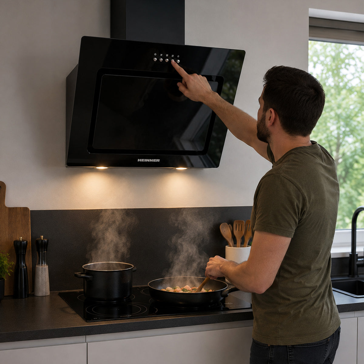 Heinner DCH-650RGBK Dunstabzugshaube schräg – 60 cm – 3 Geschwindigkeiten – schwarz – Bild 6