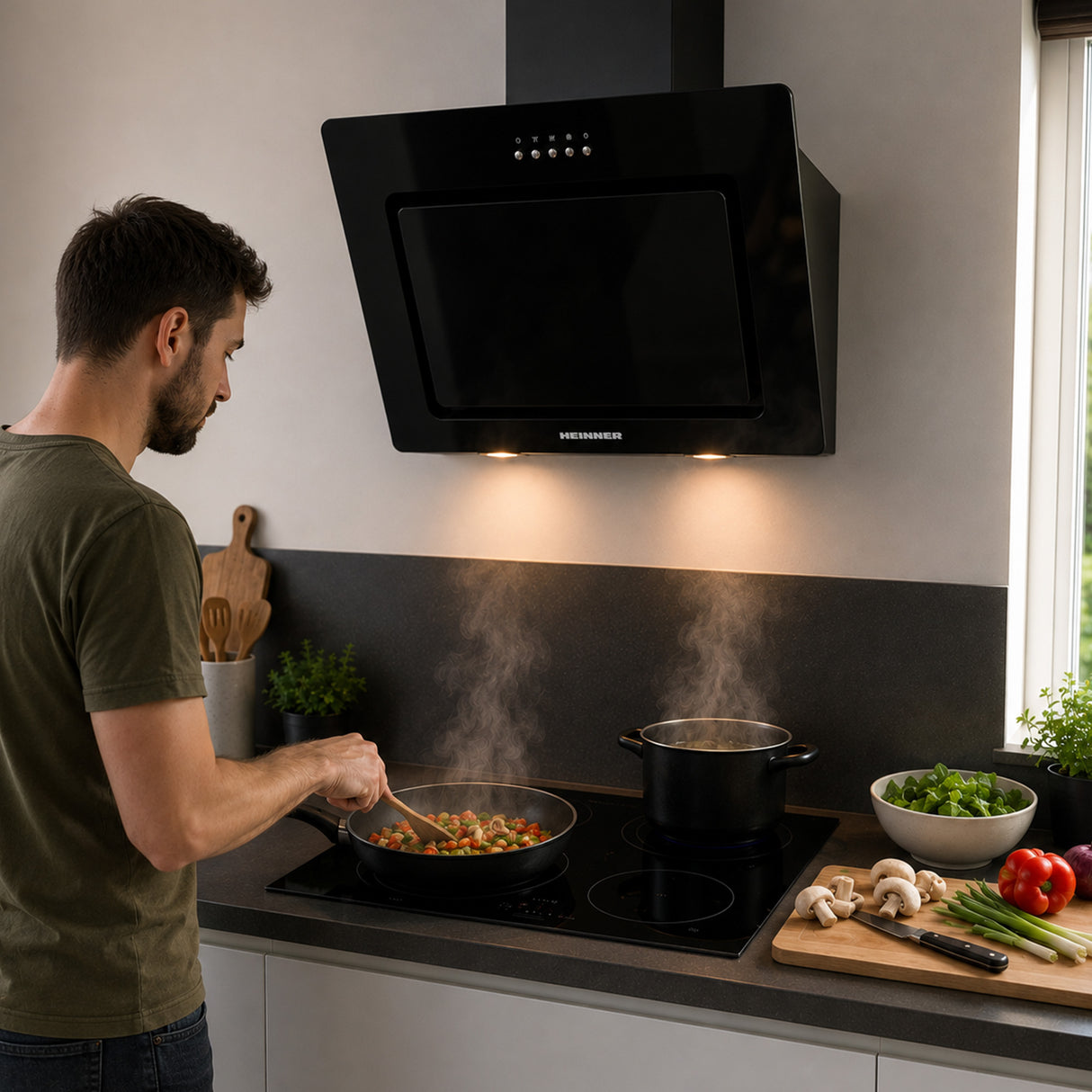 Heinner DCH-650RGBK Dunstabzugshaube schräg – 60 cm – 3 Geschwindigkeiten – schwarz – Bild 10