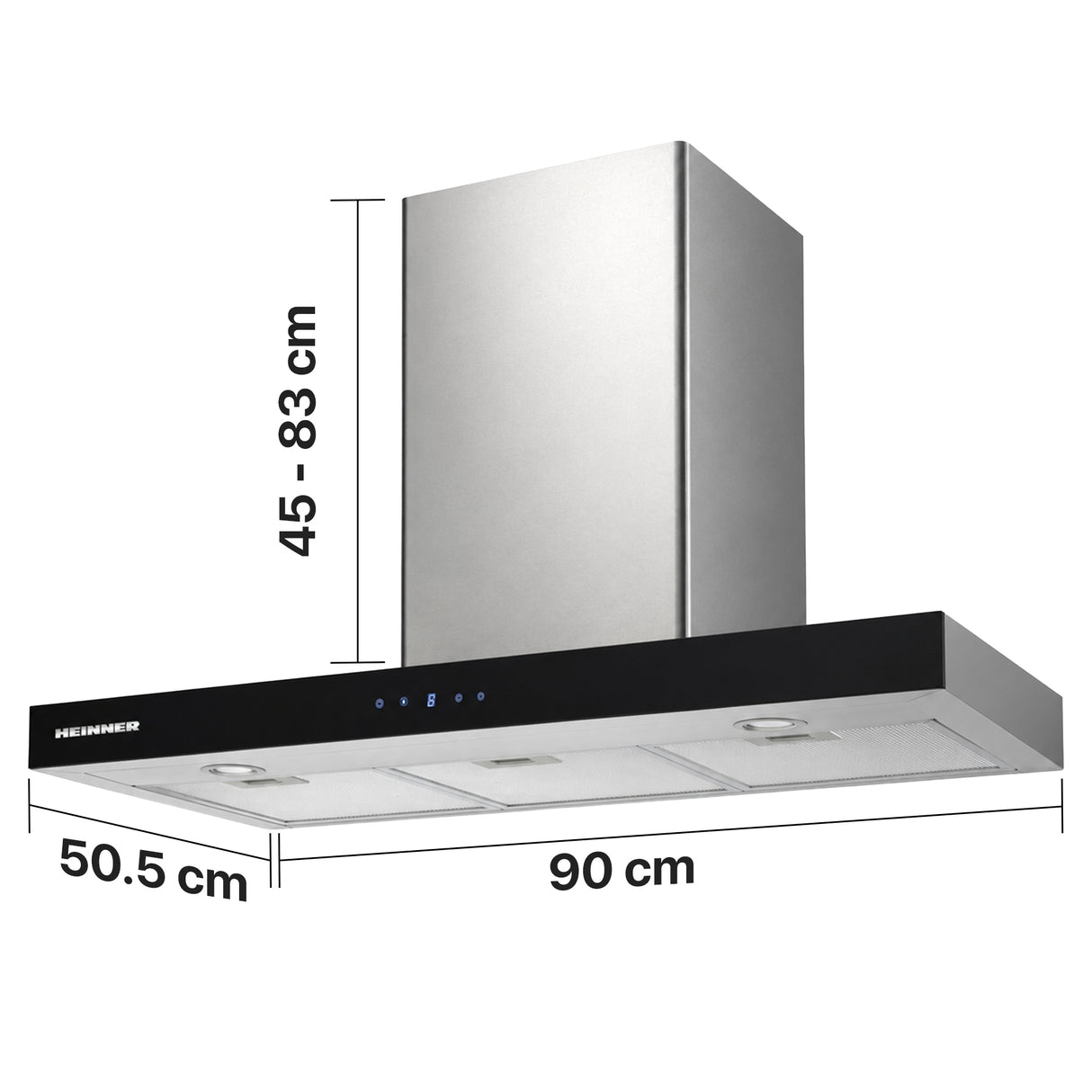 Heinner Dunstabzugshaube DCH-6590TIX – Wandhaube – 90 cm – 3 Geschwindigkeiten – Touch-Bedienung – Bild 3