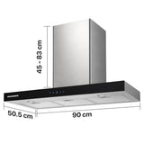 Heinner Dunstabzugshaube DCH-6590TIX – Wandhaube – 90 cm – 3 Geschwindigkeiten – Touch-Bedienung – Bild 3