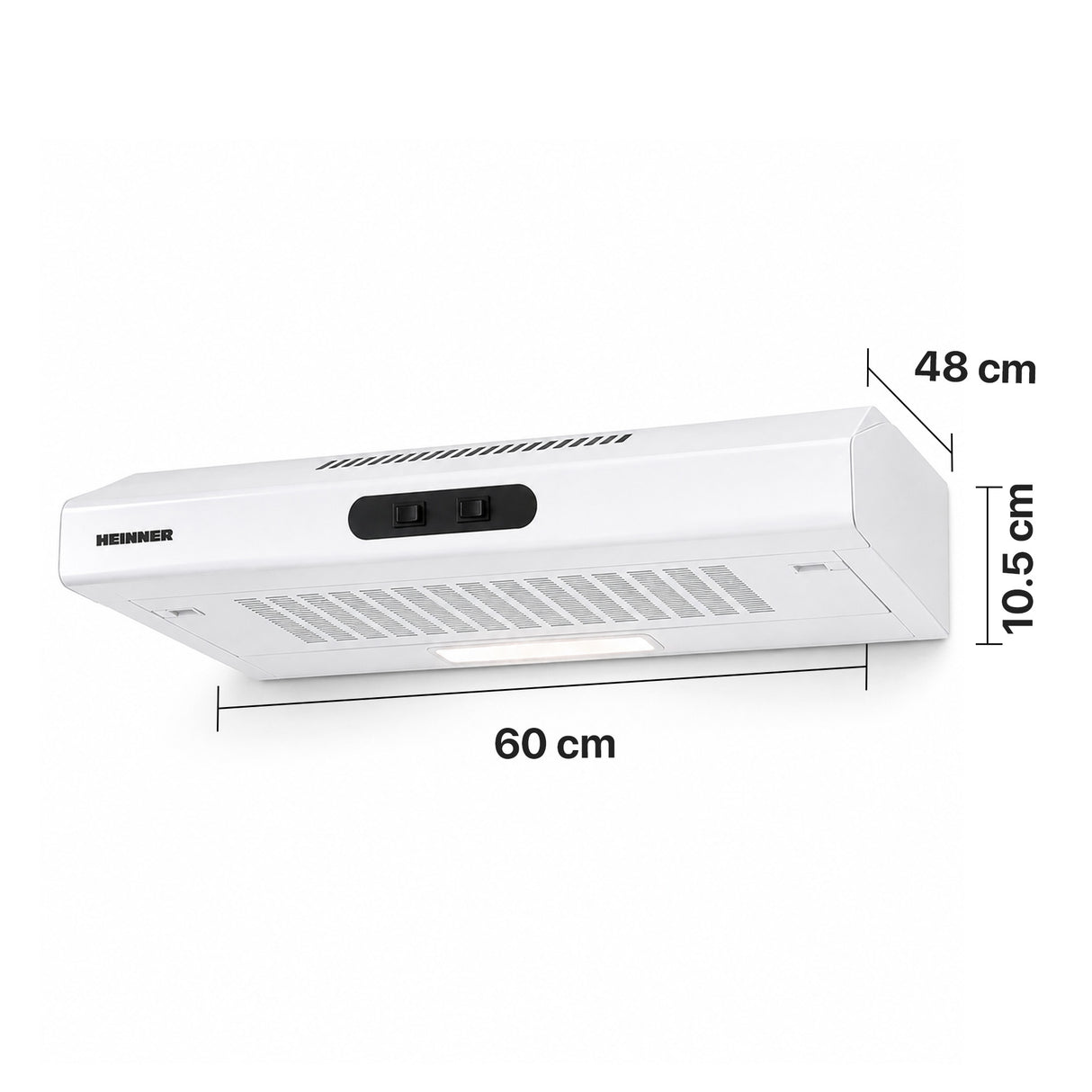 Heinner CH-MD200WH Unterbau-Dunstabzugshaube – 60 cm – 2 Geschwindigkeiten – weiß – Bild 3