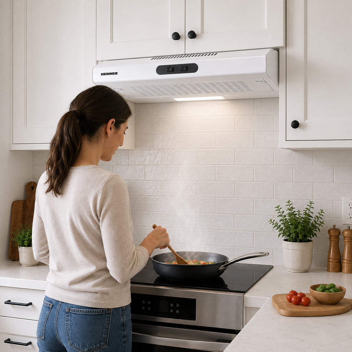 Heinner CH-MD200WH Unterbau-Dunstabzugshaube – 60 cm – 2 Geschwindigkeiten – weiß – Bild 10
