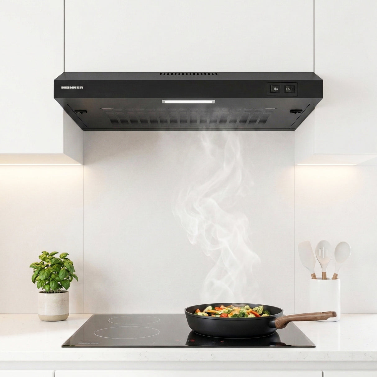 Heinner CH-MD190BK Unterbau-Dunstabzugshaube – 60 cm – 2 Geschwindigkeiten – Schwarz – Bild 4