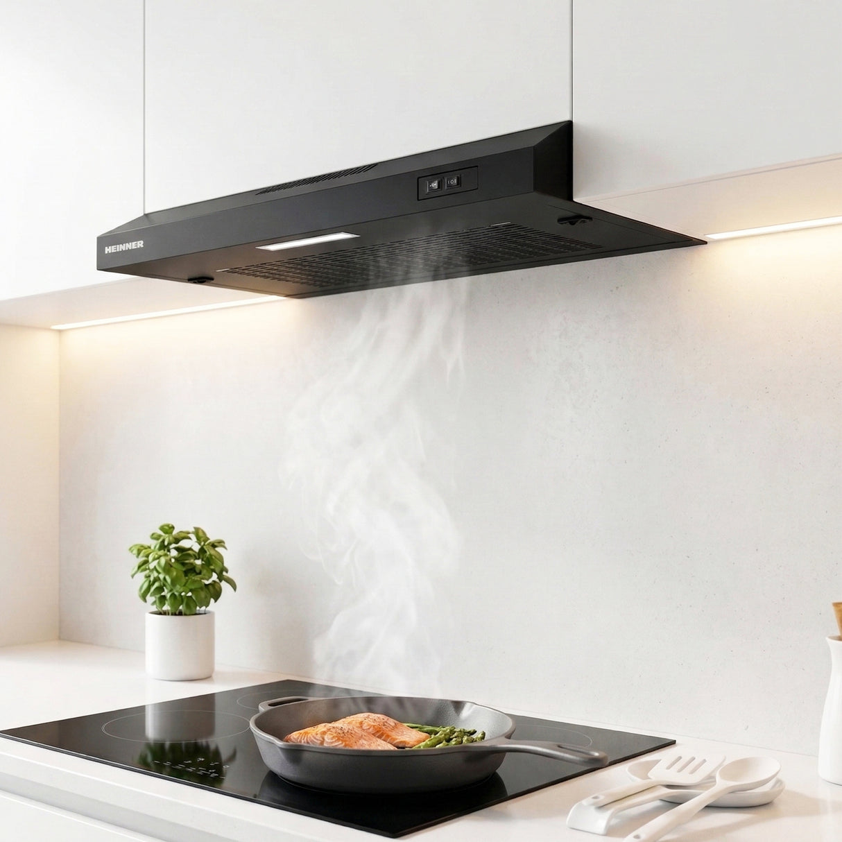 Heinner CH-MD190BK Unterbau-Dunstabzugshaube – 60 cm – 2 Geschwindigkeiten – Schwarz – Bild 5