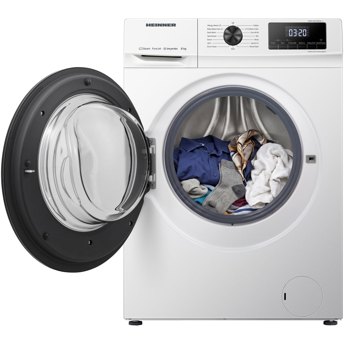 Heinner Waschmaschine HWM-H8014INVA 8 kg – 1400 U/min – Energieeffizienzklasse A – Bild 3