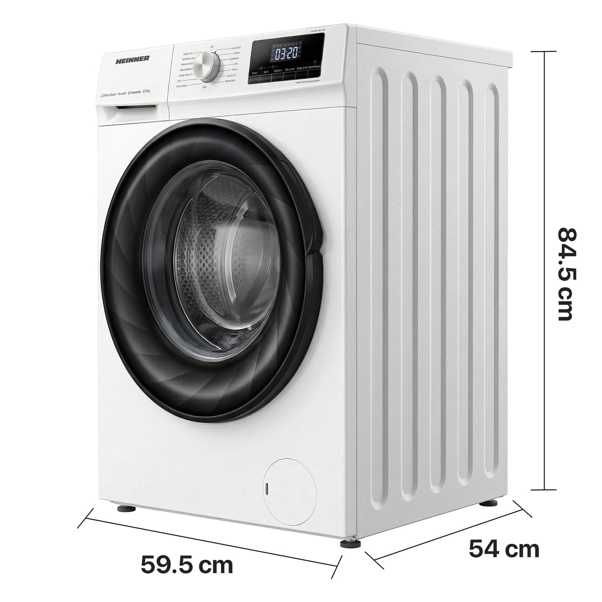 Heinner Waschtrockner HWDM-H8514A – 8/5 kg – 1400 U/min – Energieeffizienzklasse D – Maßzeichnung