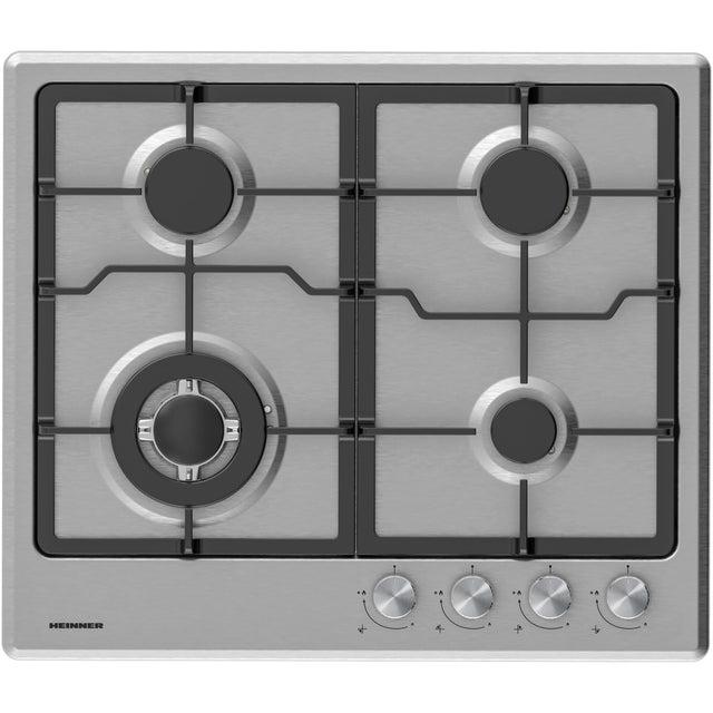 Heinner HBH-M495IWFIX Gaskochfeld – 59 cm – 4 Brenner – Wokbrenner – Gusseisenroste – Produktfoto