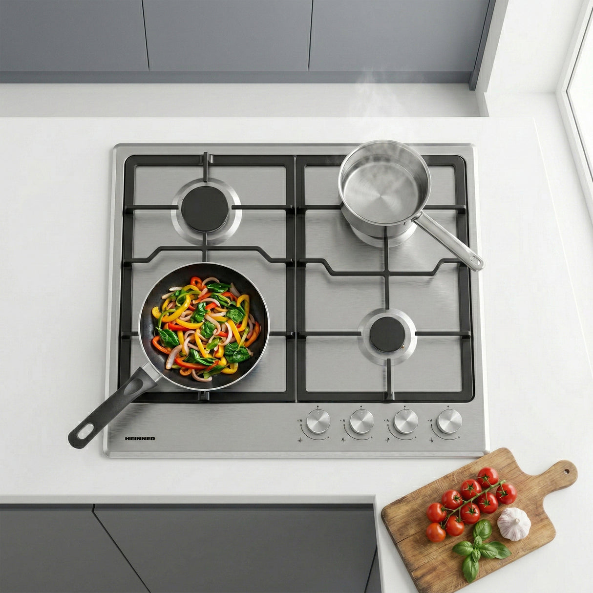 Heinner HBH-M495IWFIX Gaskochfeld – 59 cm – 4 Brenner – Wokbrenner – Gusseisenroste – Bild 5