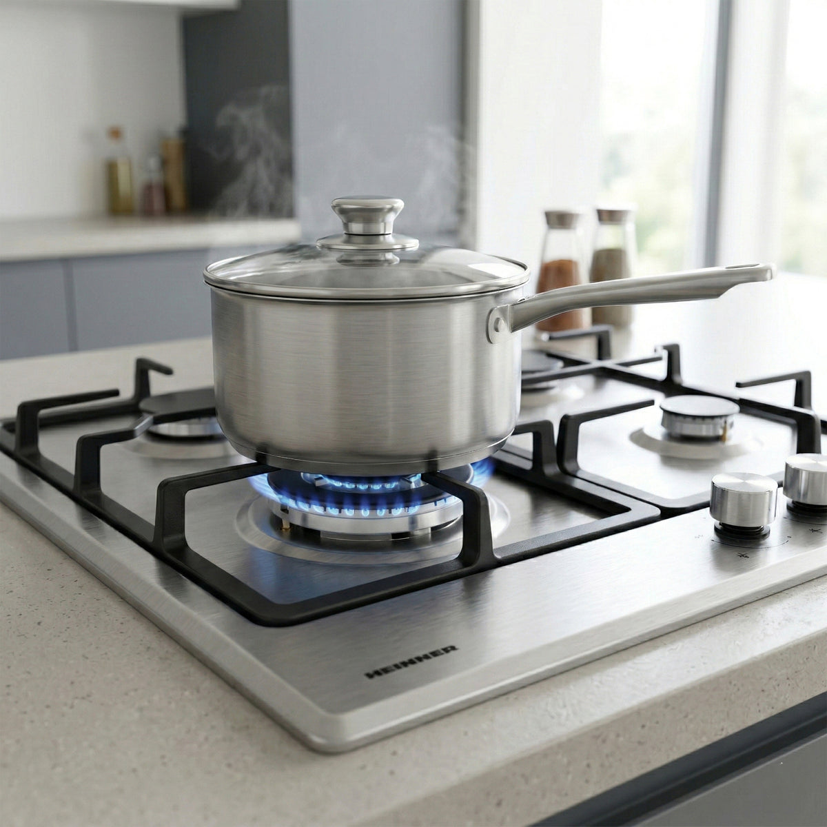 Heinner HBH-M495IWFIX Gaskochfeld – 59 cm – 4 Brenner – Wokbrenner – Gusseisenroste – Bild 6