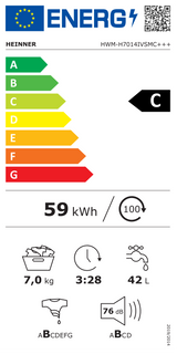 Heinner Waschmaschine HWM-H7014IVSMC – 7 kg – 1400 U/min – Energieeffizienzklasse C – Bild 2