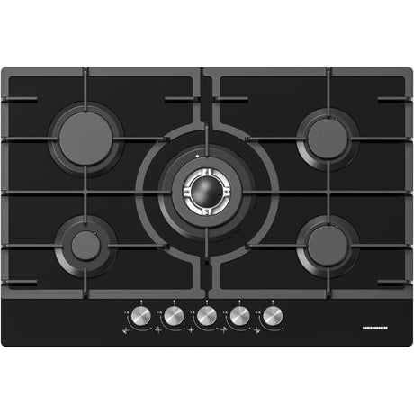 Heinner HBH-M705IWFGBK Gaskochfeld – 5 Brenner – Wokbrenner – Gusseisenroste – Produktfoto