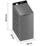 Heinner Waschmaschine HWM-TL8013IVKSA – Toplader – 8 kg – 1300 U/min – Energieeffizienzklasse A – Maßzeichnung