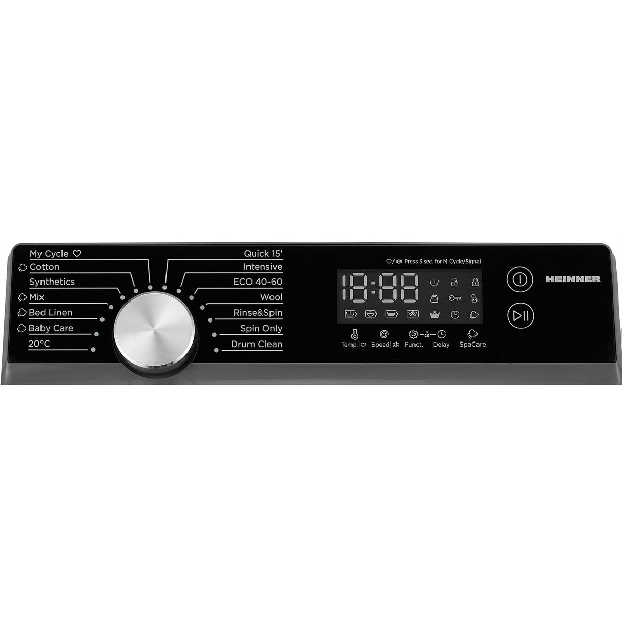 Heinner Waschmaschine HWM-TL8013IVKSA – Toplader – 8 kg – 1300 U/min – Energieeffizienzklasse A – Bedienfeld