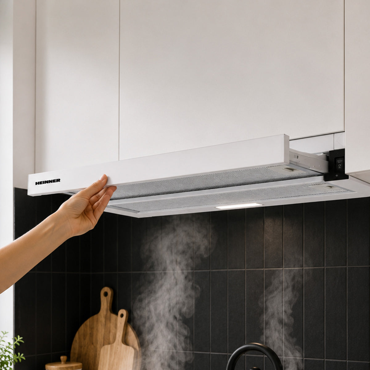 Heinner HTCH-F400WH Dunstabzugshaube – Energieeffizienzklasse B – weiß – Bild 9