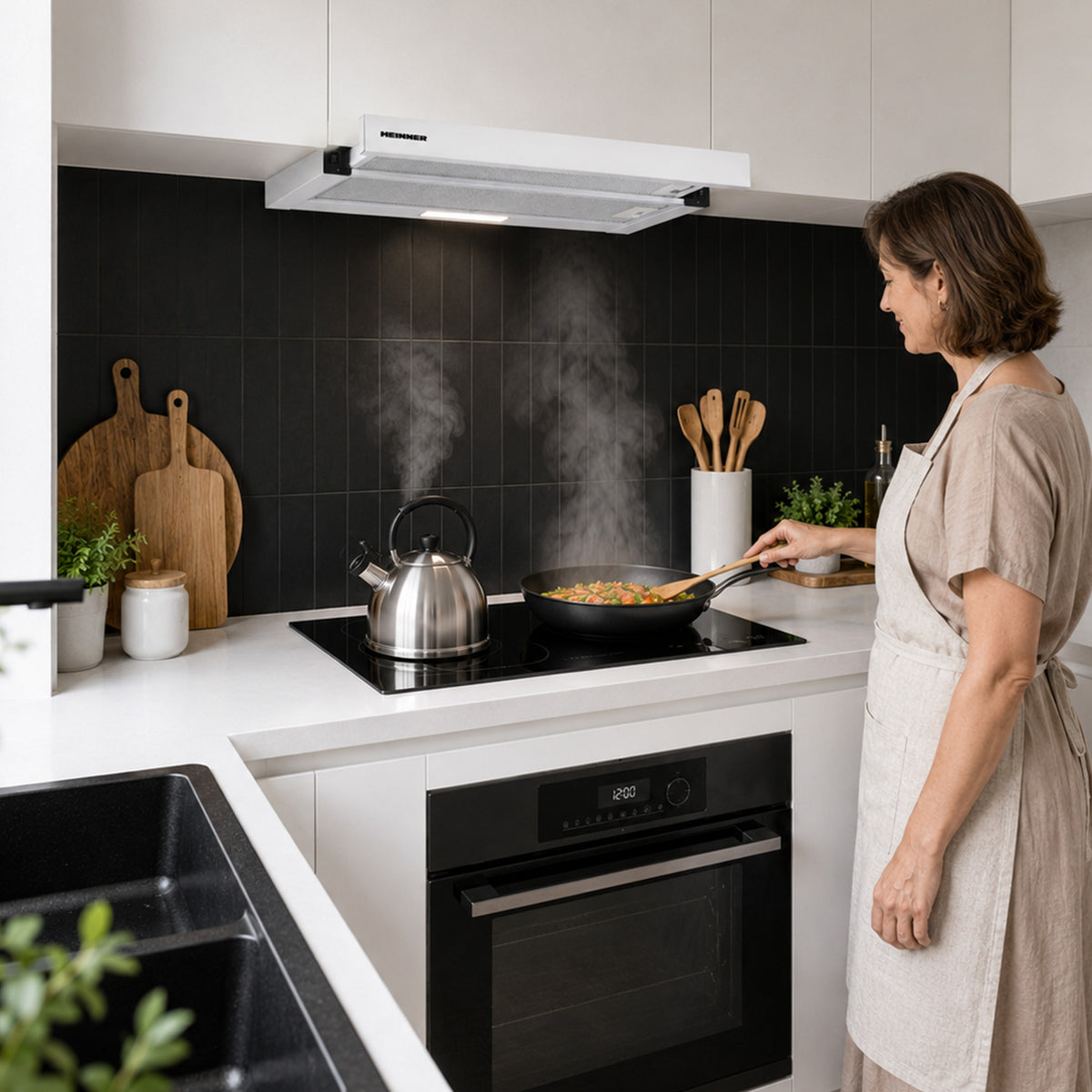 Heinner HTCH-F400WH Dunstabzugshaube – Energieeffizienzklasse B – weiß – Bild 10