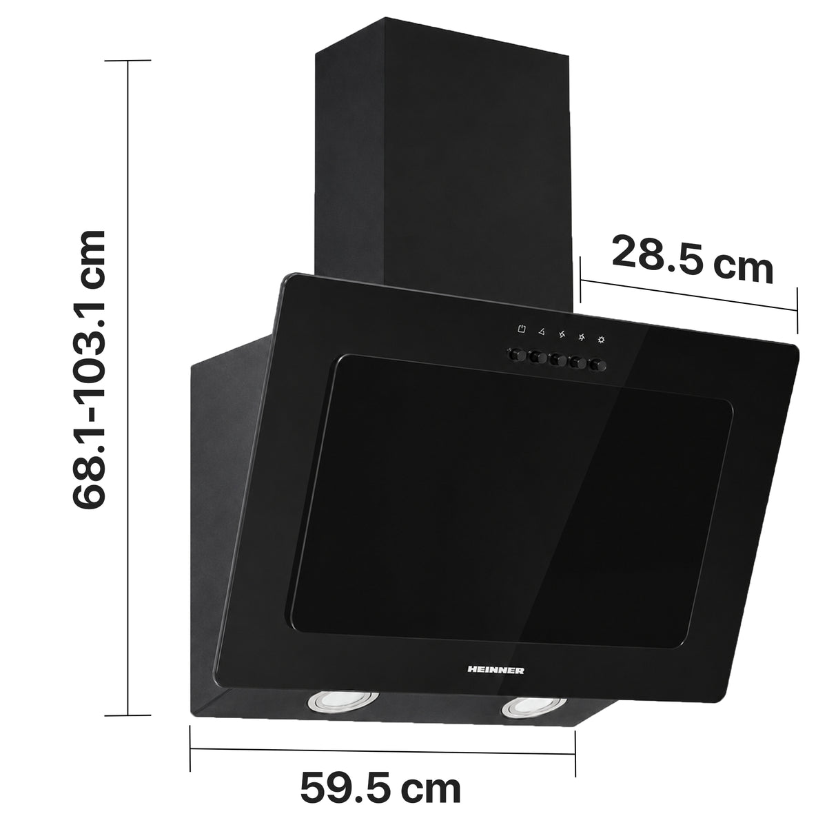 Heinner Dunstabzugshaube HDCH-F3560RGBK – 60 cm – 3 Geschwindigkeiten – Umluft – schwarz – Bild 4