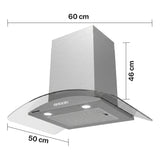 Heinner Dunstabzugshaube HDCH-MD800GIX – 60 cm – Edelstahl – LED-Beleuchtung – 3 Geschwindigkeiten – Bild 2